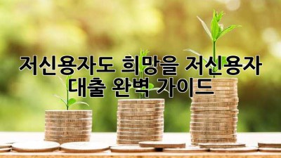 저신용자도 희망을! 저신용자 대출 완벽 가이드